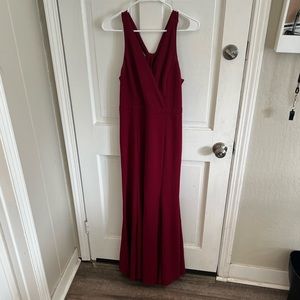 Lulus size L wine red formal dress. V neck front cross back
